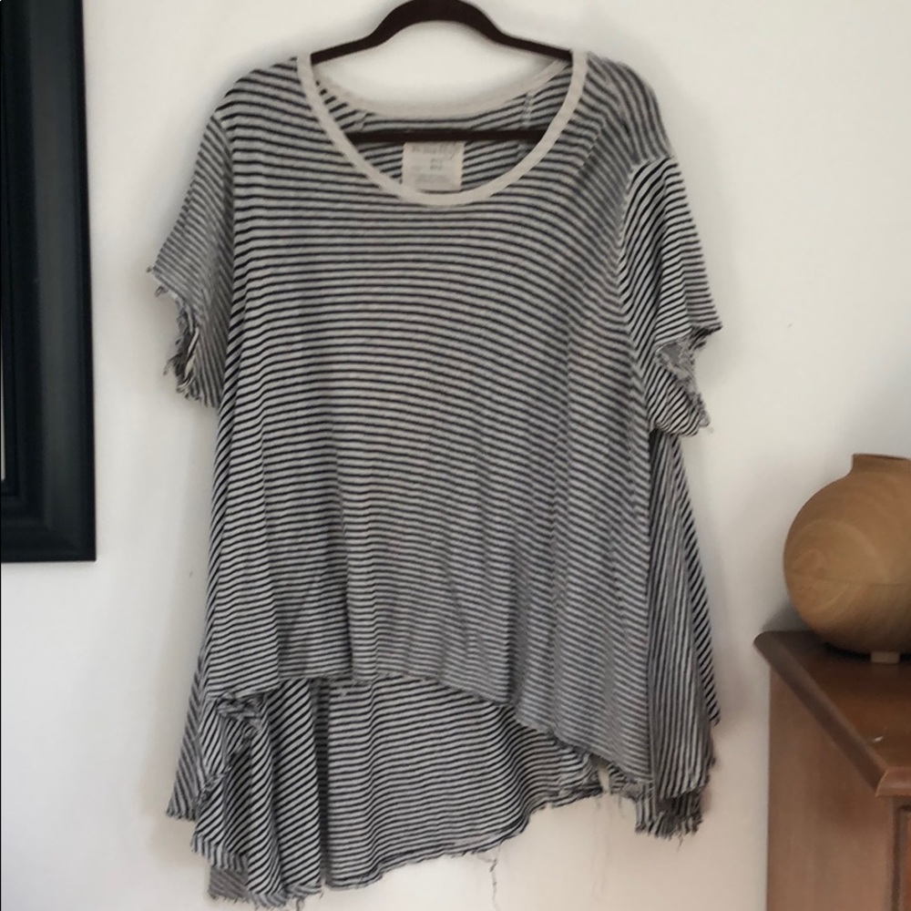 We The Free B&W Striped Flowy Top